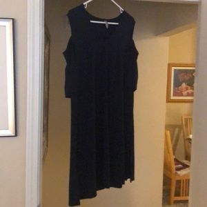 Navy cold shoulder cocktail dress